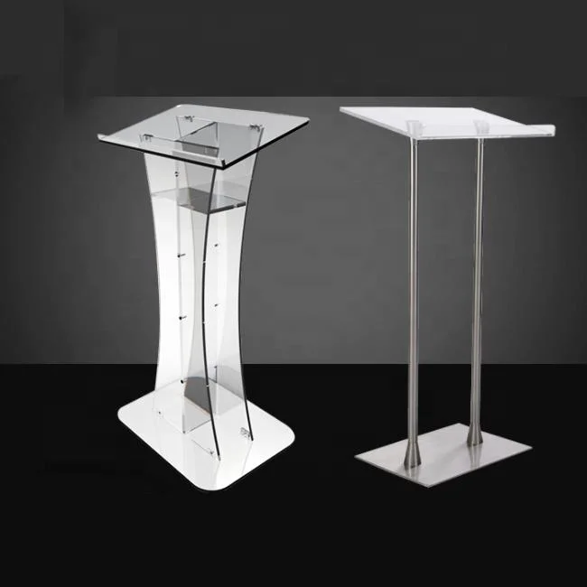 Transparent Lighting Acrylic School Lectern Acrylic Platform Podium Church Pulpit